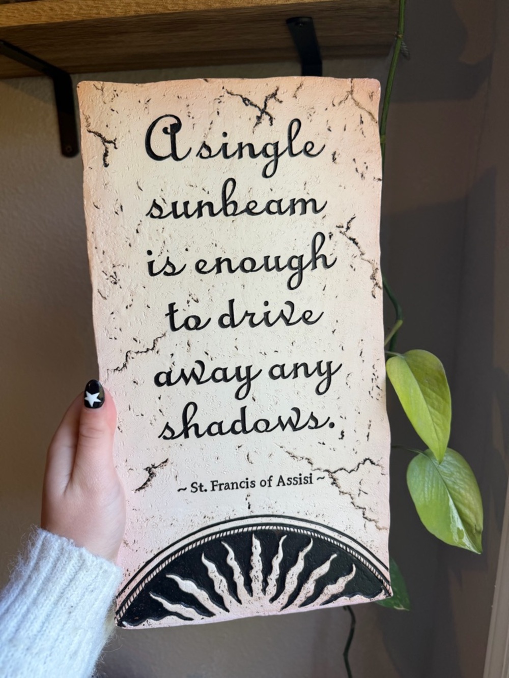 Decorative Sunbeam Quote Plaque in Cream and Black